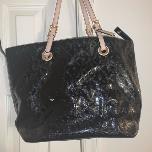 Michael Kors Black  Patent Leather Monogram Tote - Picture 2 of 5